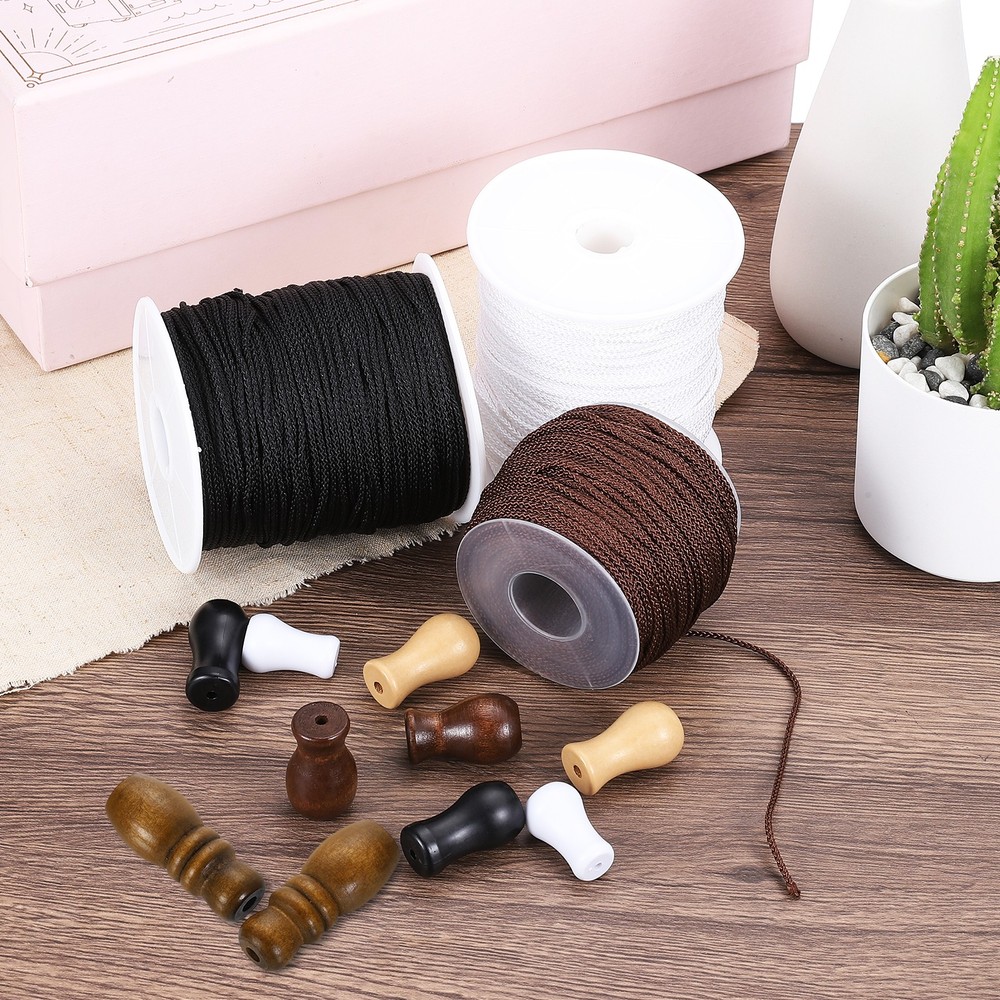 Cord Knobs, Brown Wooden Cord Tassel Drops Pull End for Window, 1.65x0.67" 20Pcs