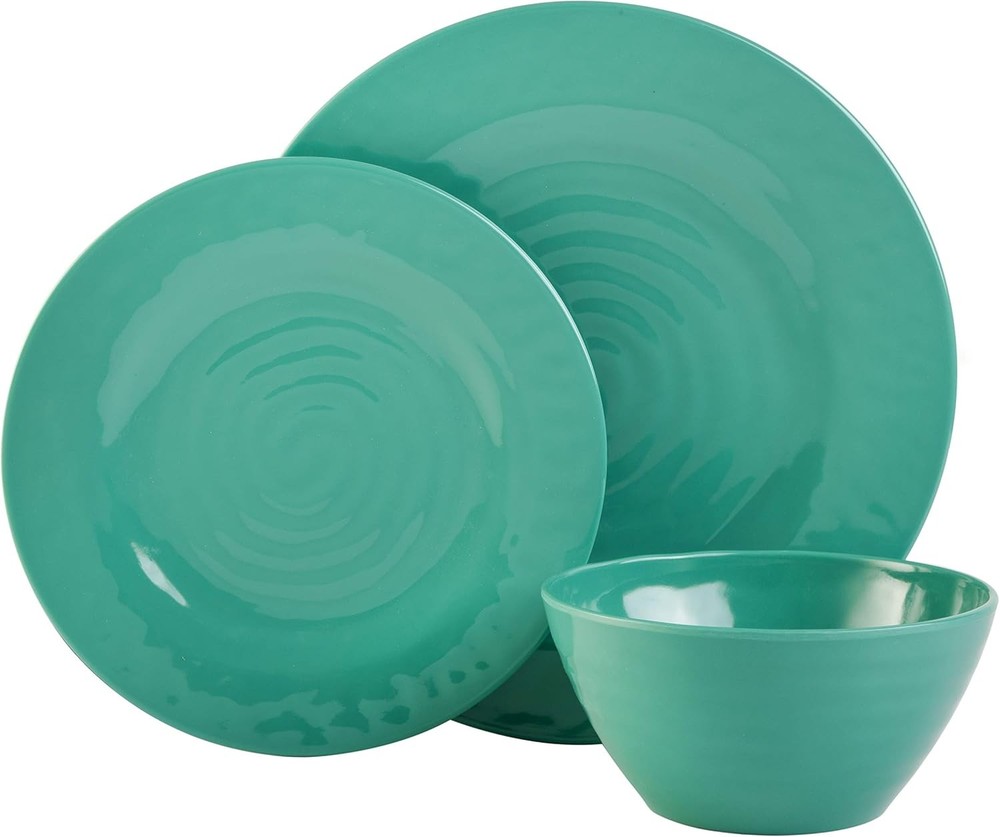 Brist Melamine Plastic Dinnerware Set Service Four 12pcs Blue
