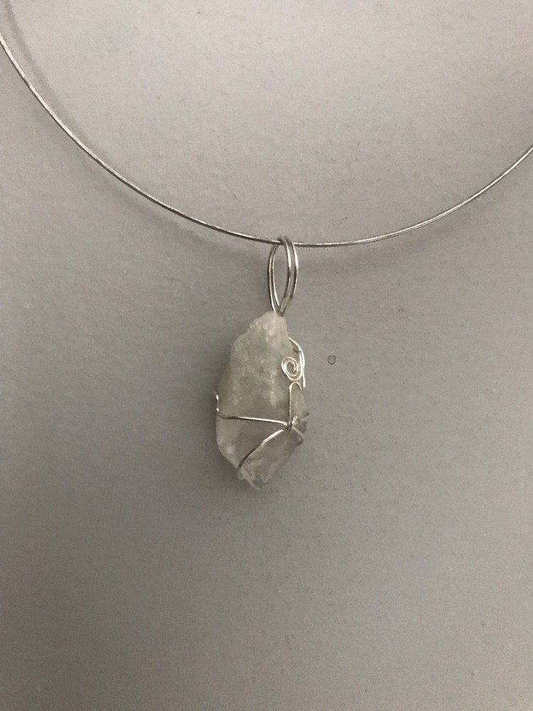 Deva Quartz Green Phantom Sterling Silver Wrapped Pendant