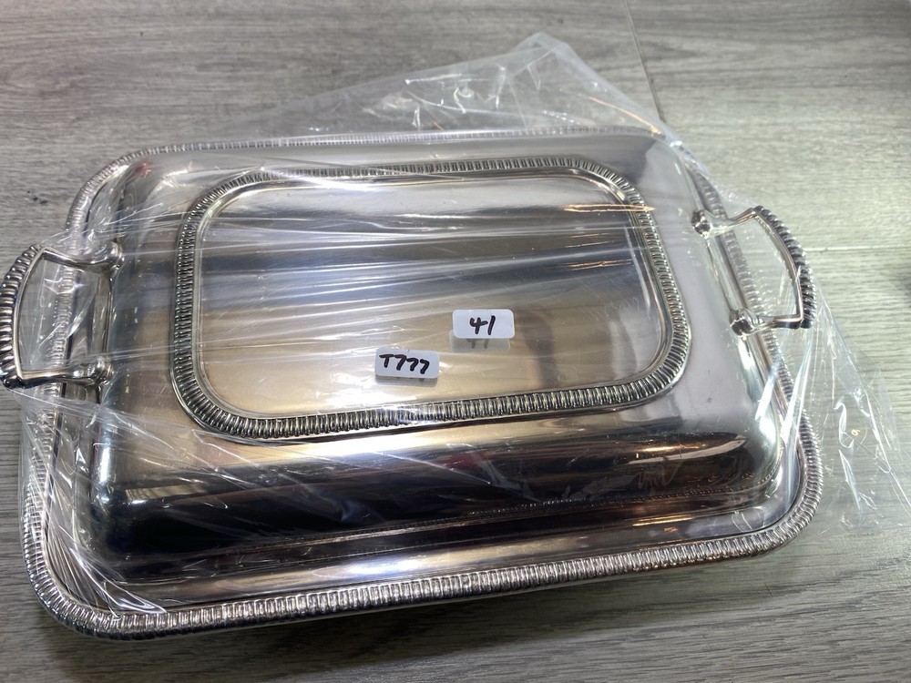 EARLY 20TH C. SILVER PLATE SERVING DISH two handle made in uk
