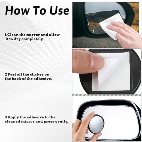 8 Pcs Round Adjustable Blind Spot Mirrors for Car 2.2 Inch Side View Mirror