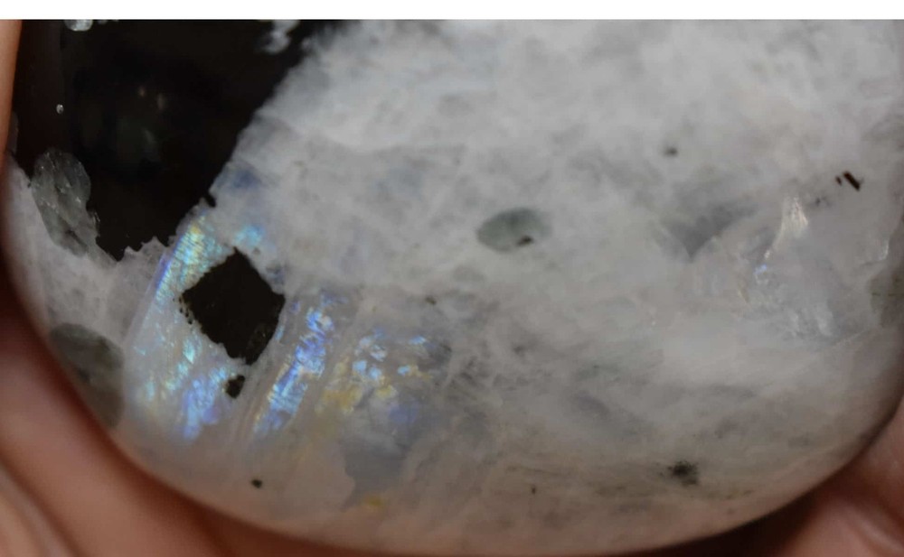 Rainbow Moonstone Palm Stone #11