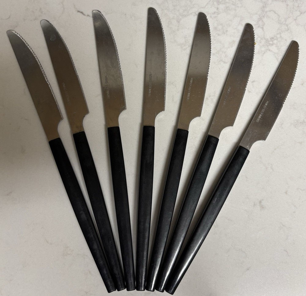 Stainless Steel Flatware Set 48 Piece Black Handle Light Weight 8 Piece Setting