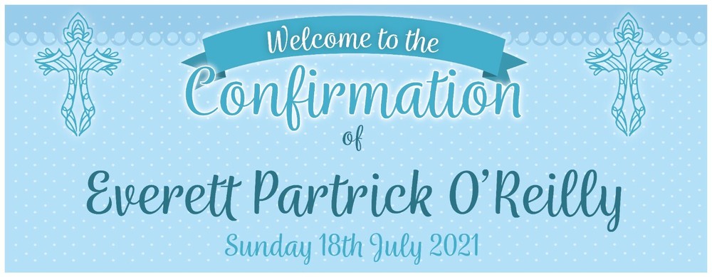 2 PERSONALISED CONFIRMATION BANNERS - WELCOME TO