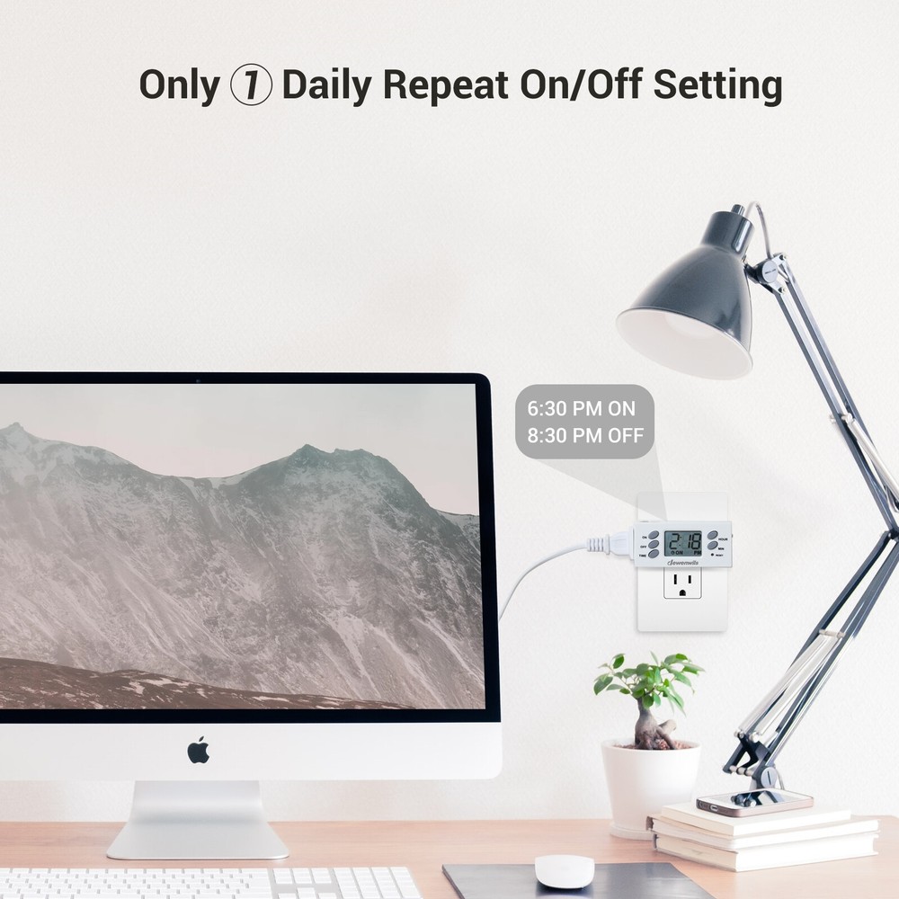 DEWENWILS 2 Pack Light Timer, Digital Programmable Plug-in Lamp Timer Switch