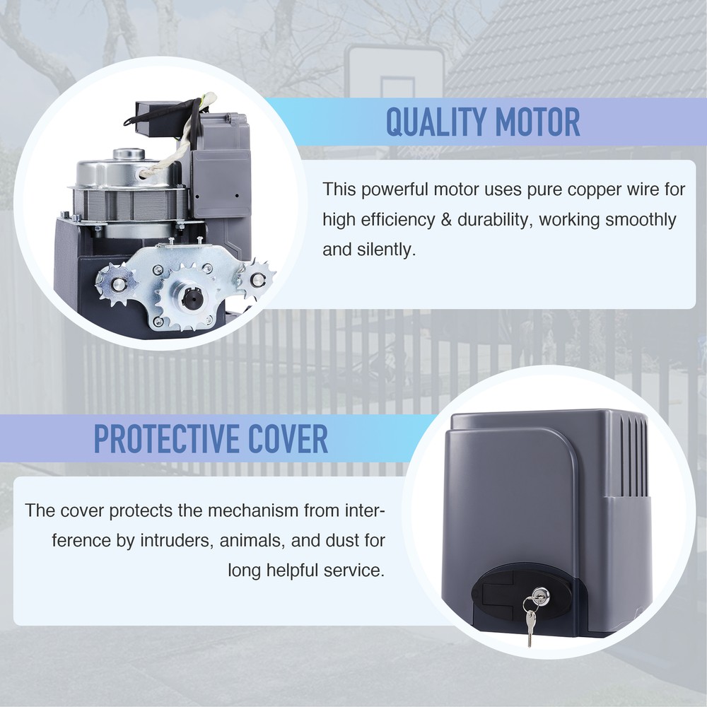 1400lbs Sliding Gate Opener Electric Operator w/Remote Control Automatic Roller.