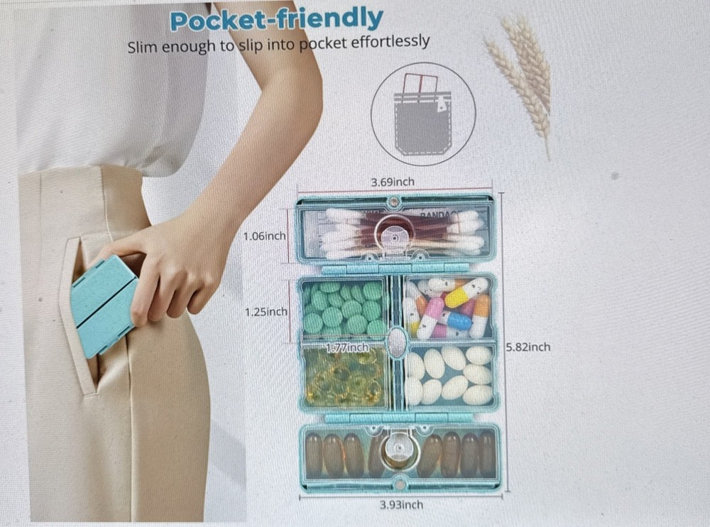 Zentiky Small Pill Organizer With Labels