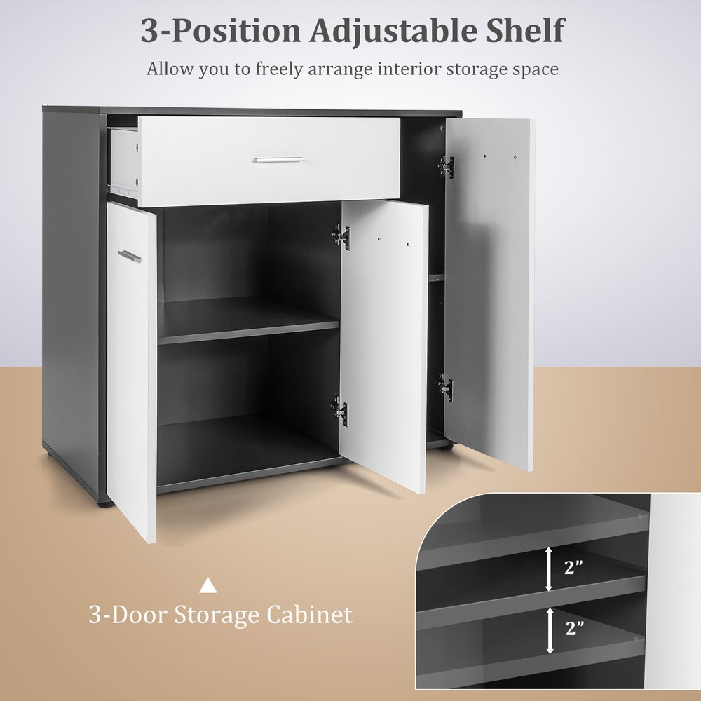 3-Door Buffet Sideboard Kitchen Storage Cabinet Console Cupboard w/Drawer