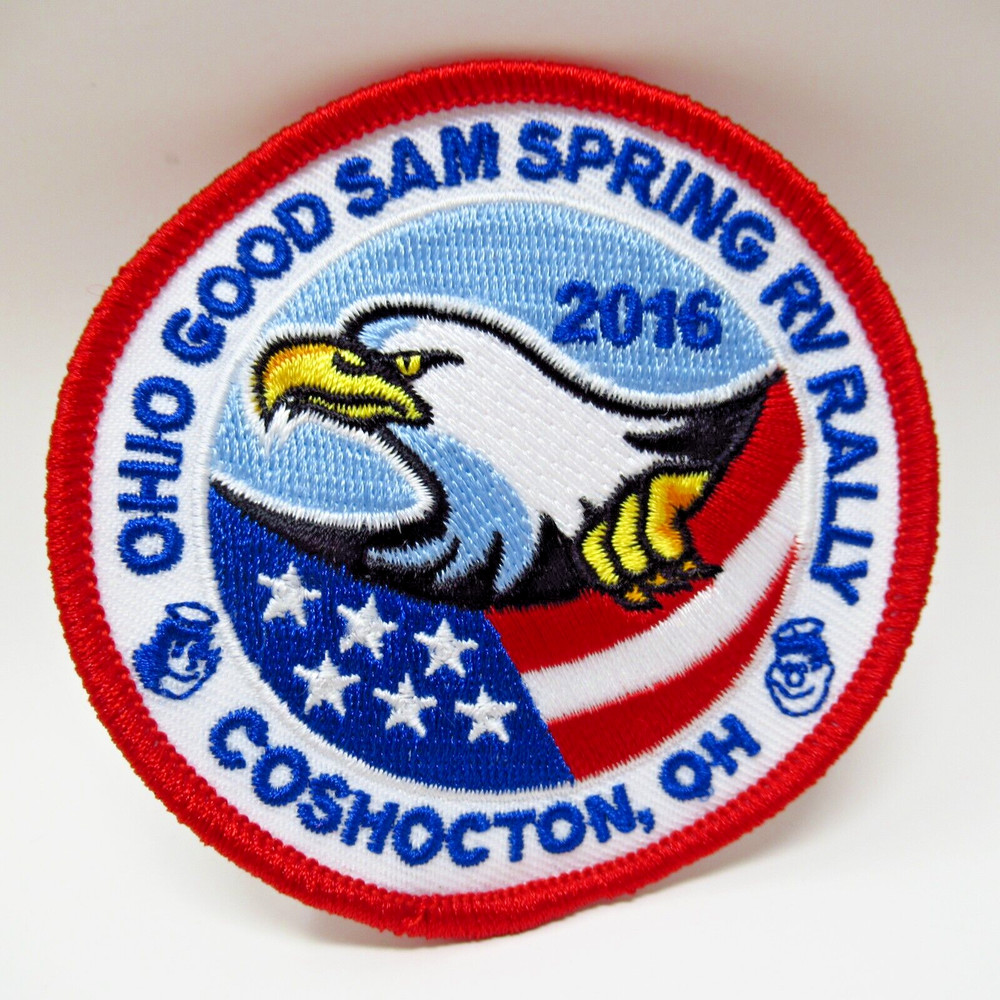 Good Sam Patch 2016 Ohio RV Rally Coshocton USA Eagle Flag Sew On