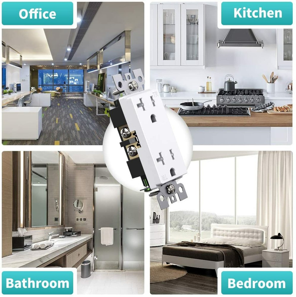 Outlet Socket, Decora Duplex Receptacle, 20A TR outlet with wallplates 10pack