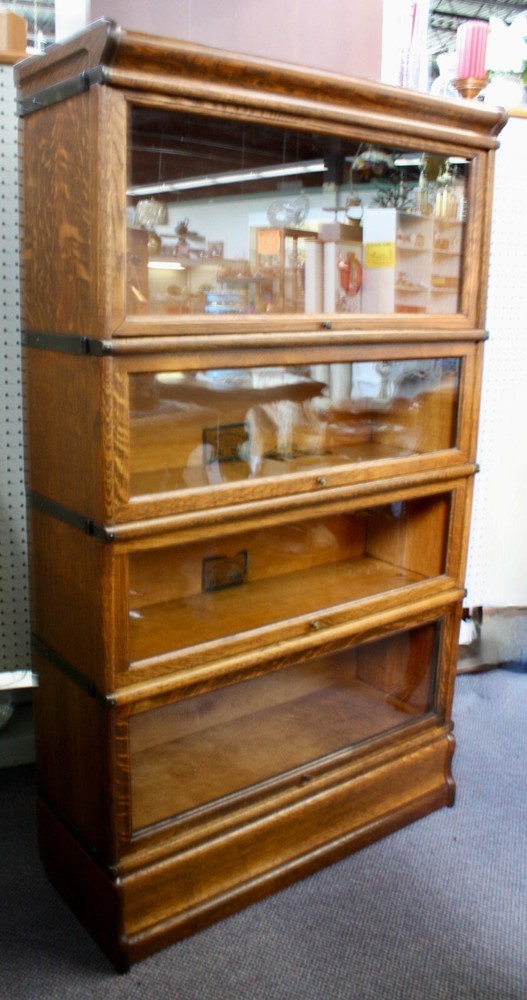 Antique Oak Globe-Wernicke 4-Stack Barrister Bookcase 58"H