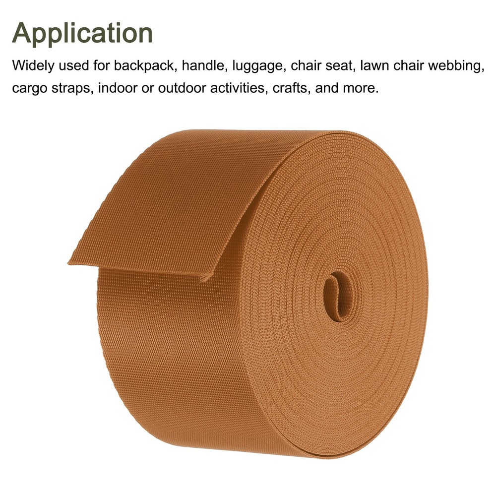 Flat Nylon Webbing Strap 2 Inch 10 Yards Tea Brown for Backpack