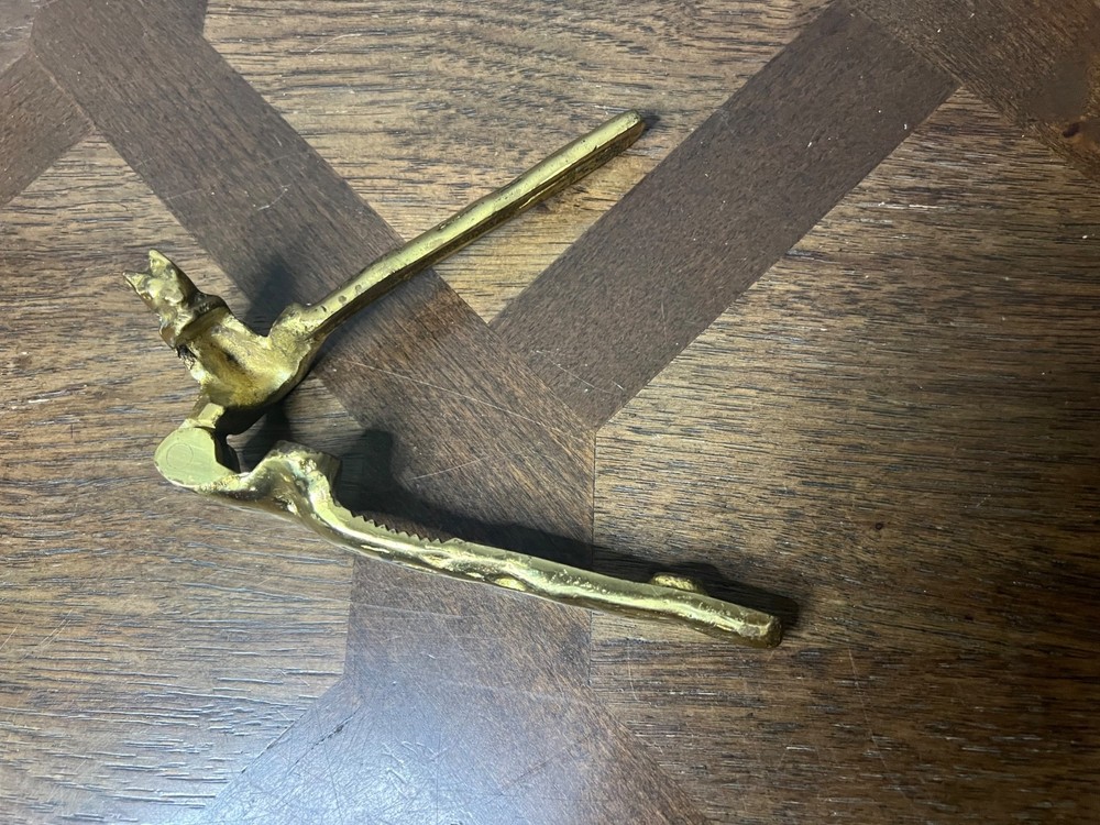 Vintage Squirrel Brass Nut Cracker Solid Heavy Nutcracker Branch Limb 6"