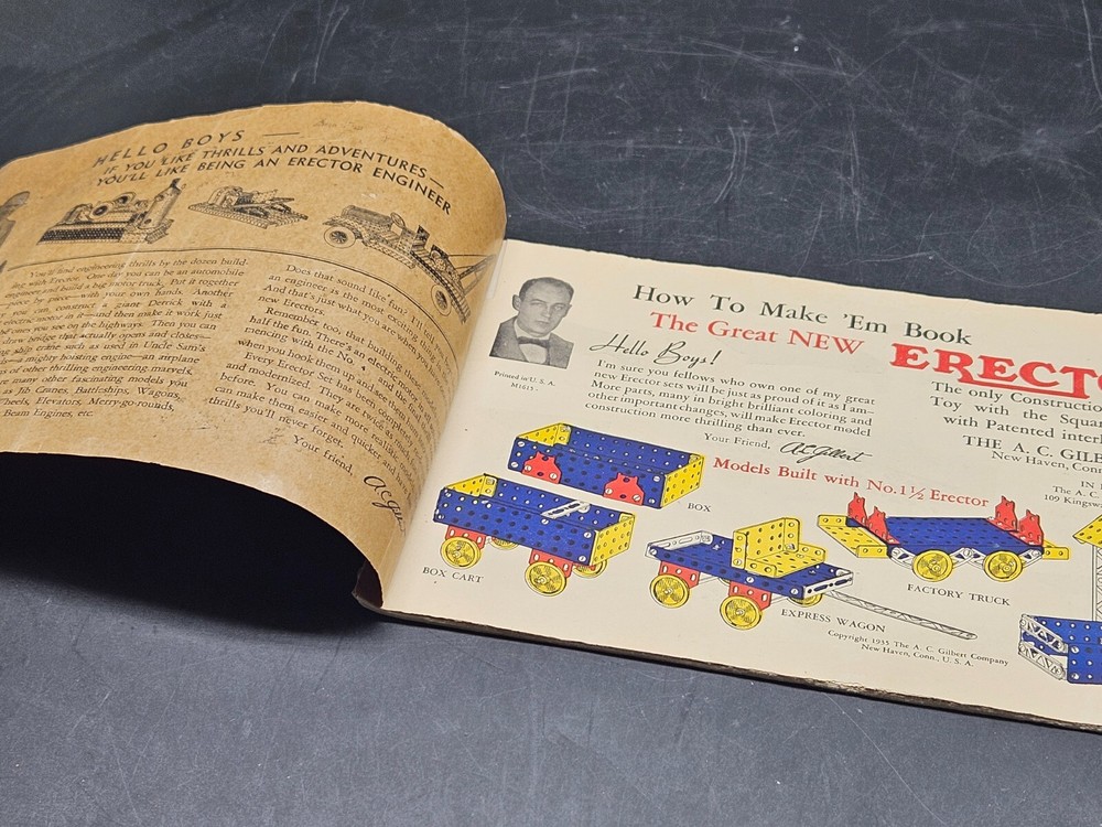 Original 1938 The New Erector A.C. Gilbert Toy Manual