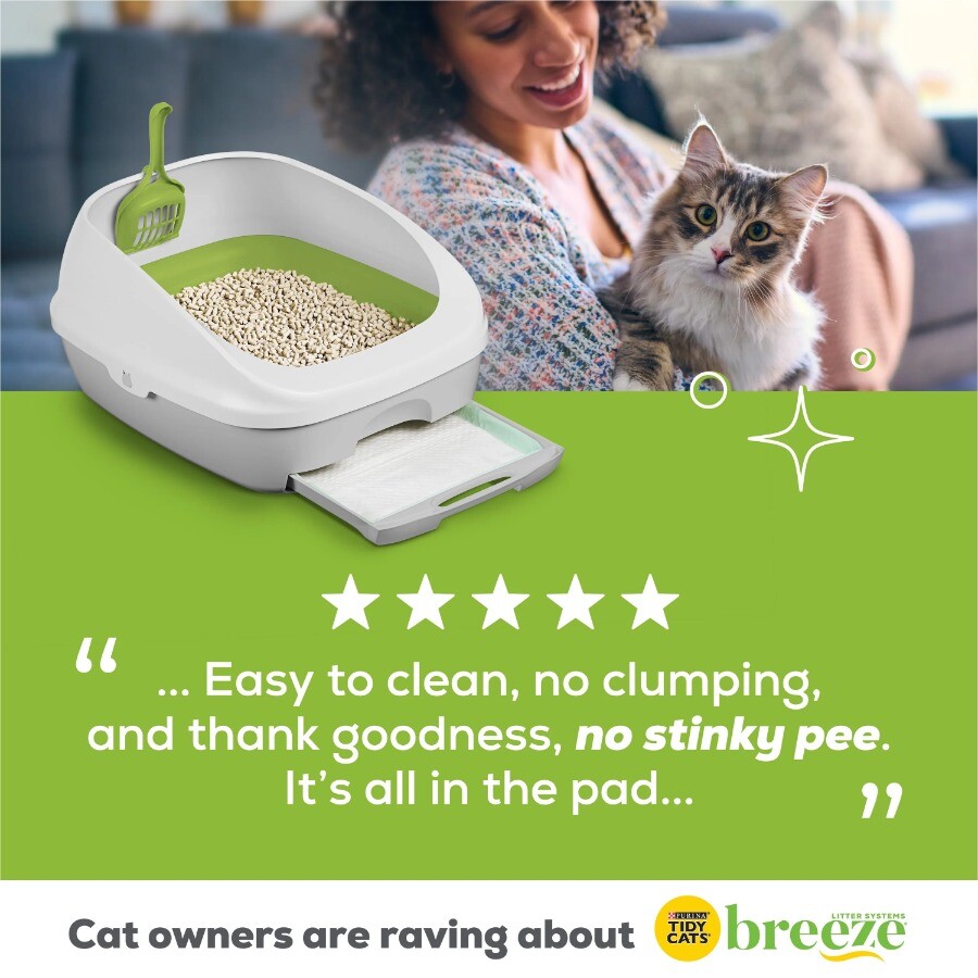 Breeze Absorbent Cat Litter Pads, Multi Strength,Odor Control,Refills, 8 ct. Bag