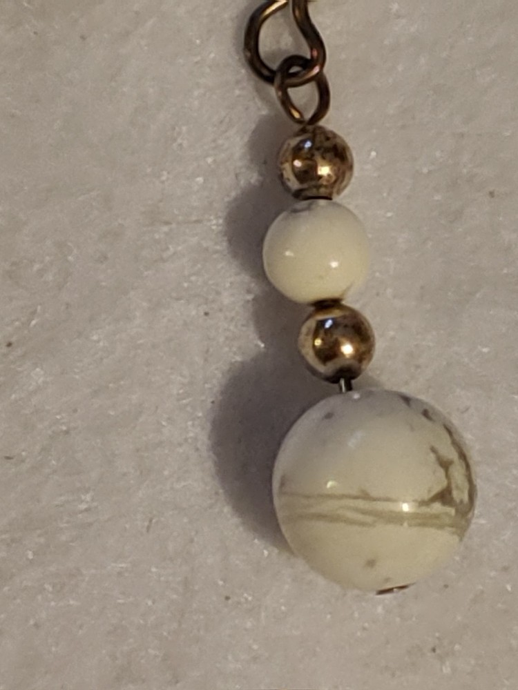 Pierced Earrings - Dangle - Sterling silver - White & Black stones - 1 in Drop