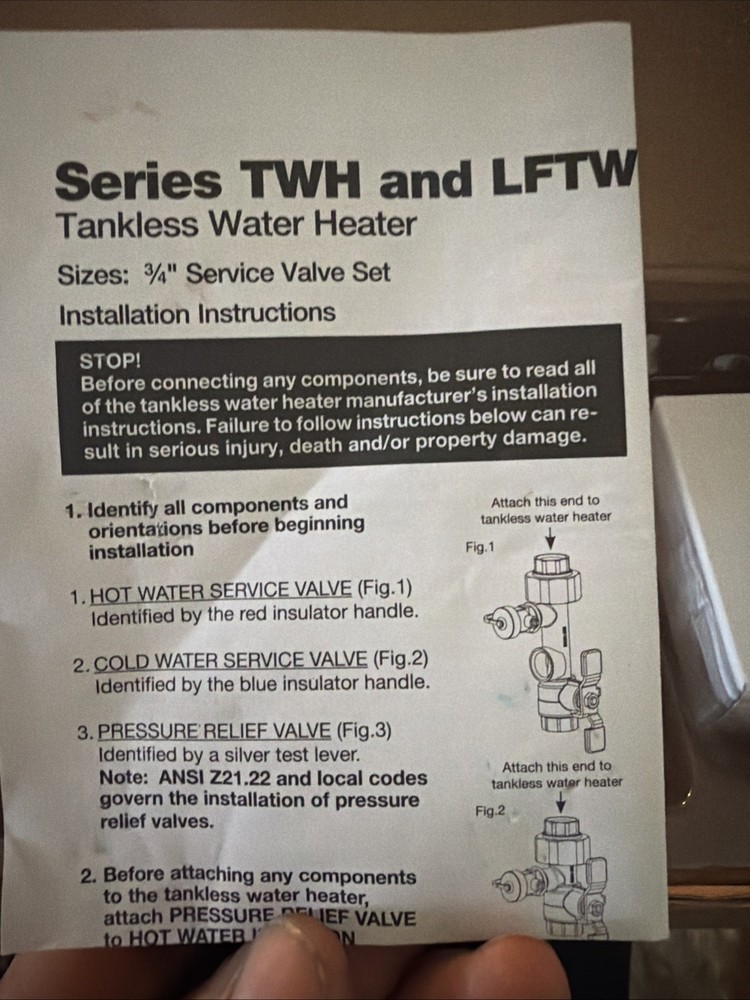 NEW Watts LFTWH-FT-HCN-RV Tankless Water Heater Service Valve Kit (3/4")