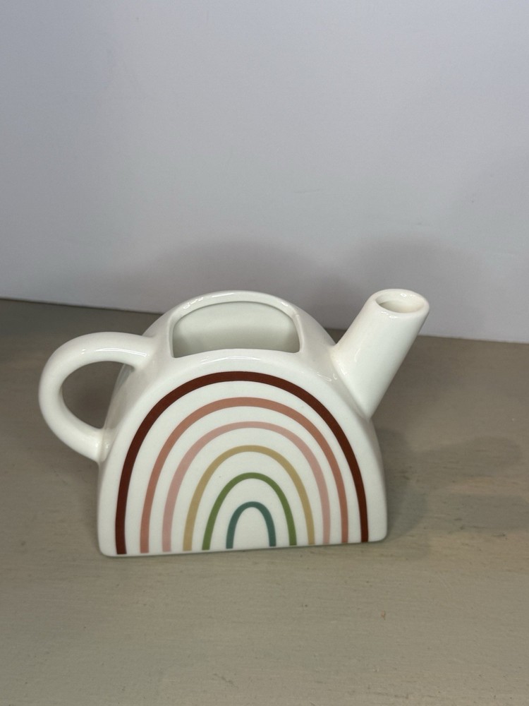 Ceramic Rainbow Watering Can Boho Nursery Plant Waterer Modern Minimalist Decor