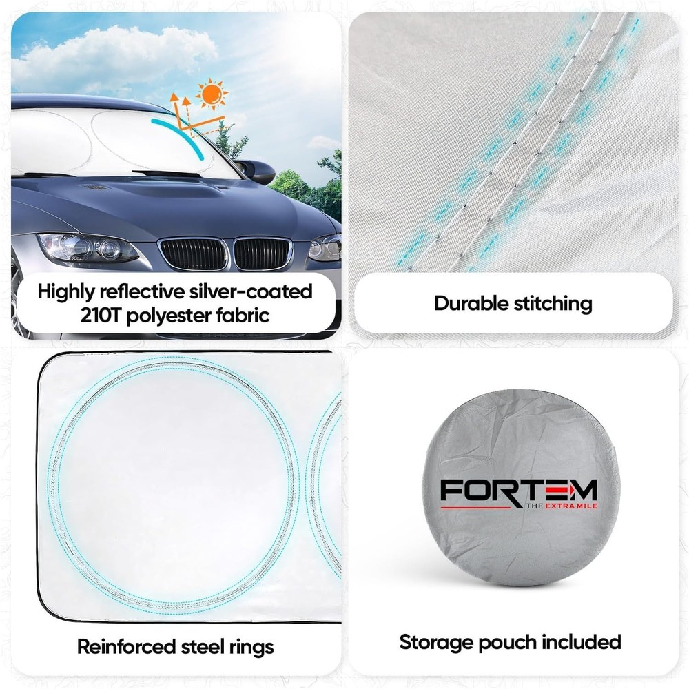 Protective Car Sun Shade, Grey Reflective Windshield Shield, Fits SUVs & Trucks