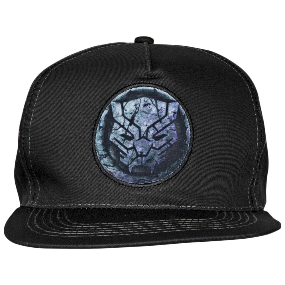 Avengers Black Panther Cracked Stone Logo Adjustable Snapback Hat Black