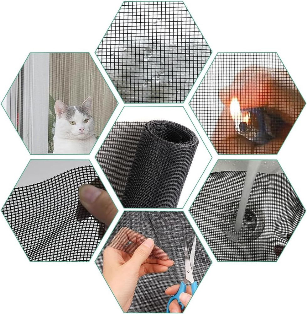 Pet Proof Window Screen Replacement 48"X100" Adjustable Thicken Charcoal Fibergl