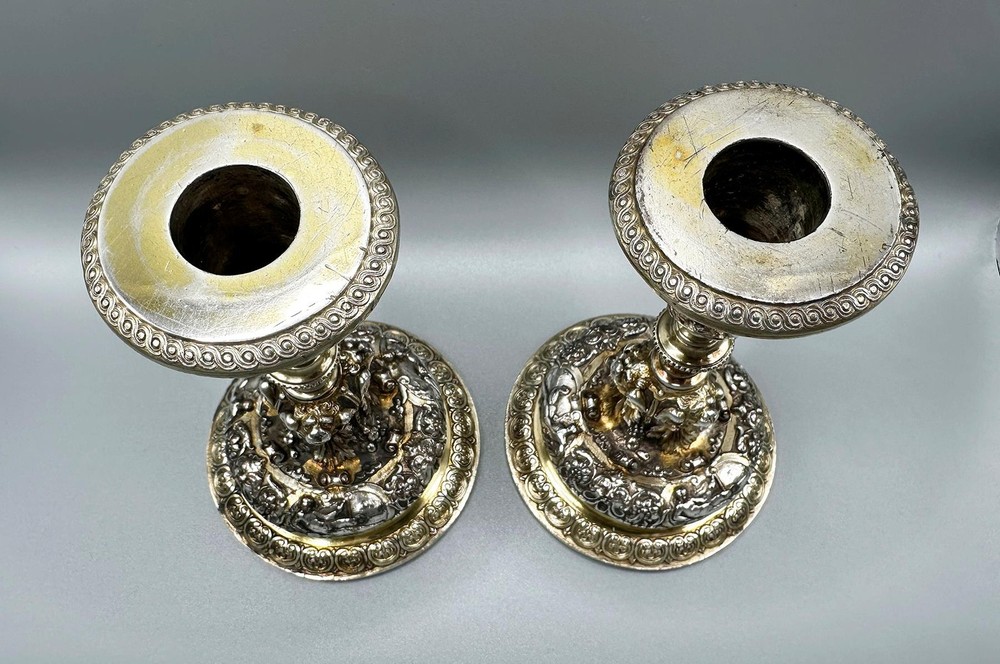 VICTORIAN PAIR GILT ELECTROTYPE 5.5" CANDLESTICKS ELKINGTON & CO 1900