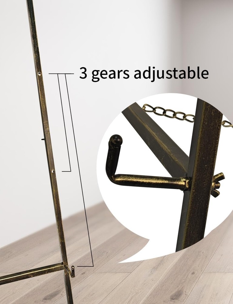 Metal Easel Stand with Chain Support for Mirror,Iron Floor Easels for Display