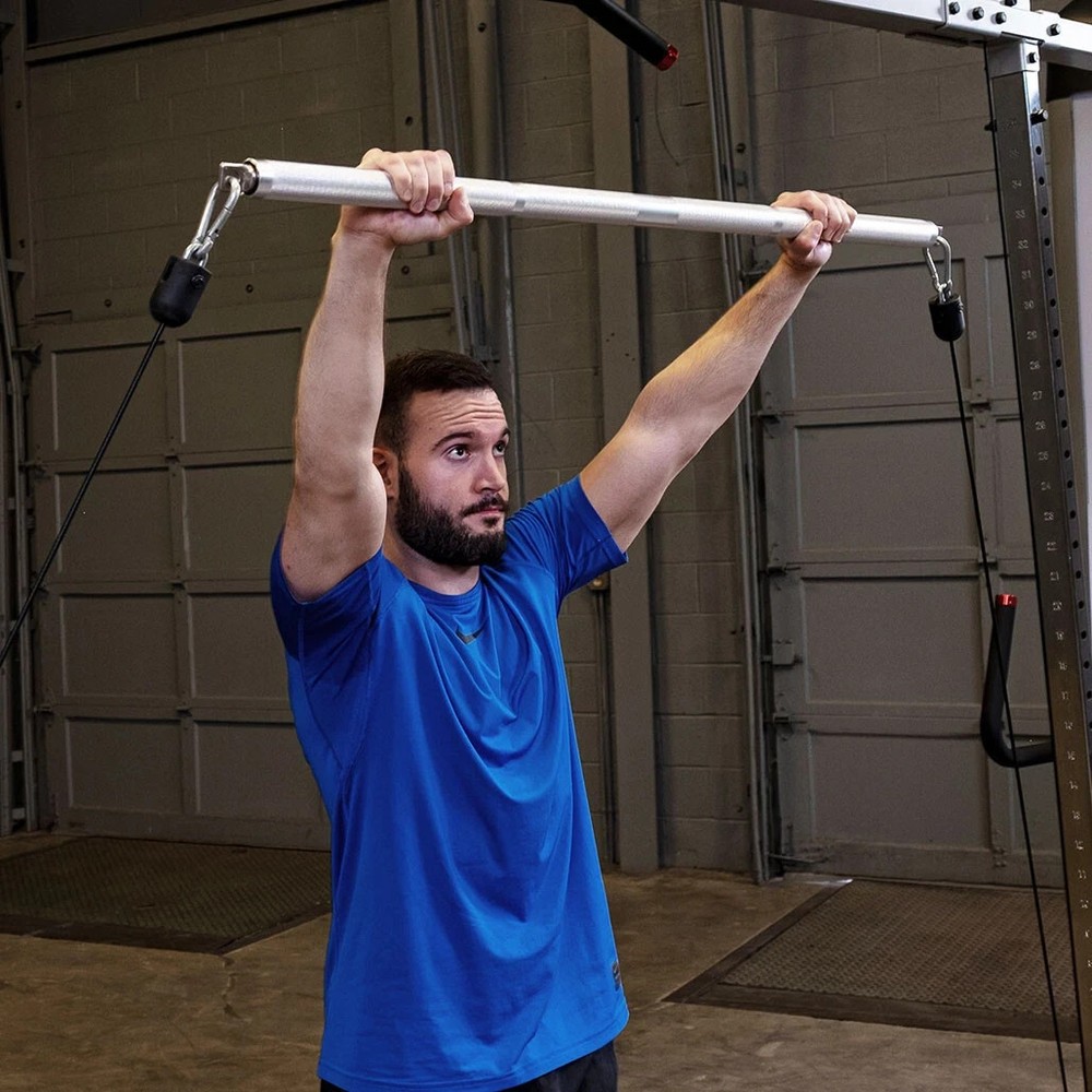 Body Solid Tools Aluminum Double Dual Hook Swivel Bar for Functional Trainer