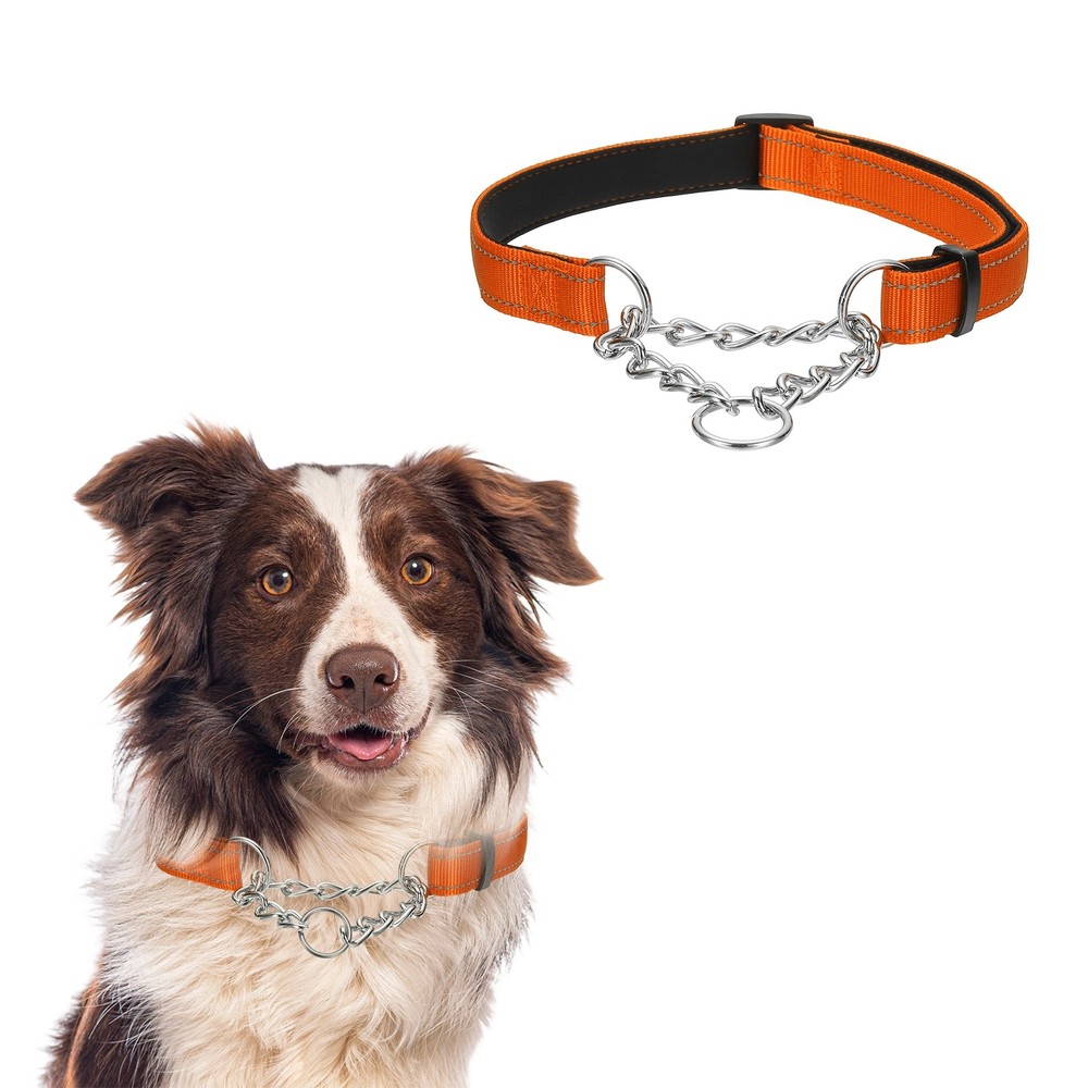 No Pull Collar for Dogs, Reflective Dog Chain Collars XL (Orange)