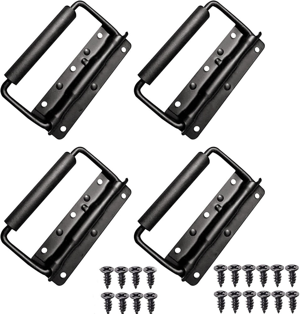 4 Pcs Spring Loaded Case Handle 5.51" × 3.15"， Heavy Duty Black Surface Mount...