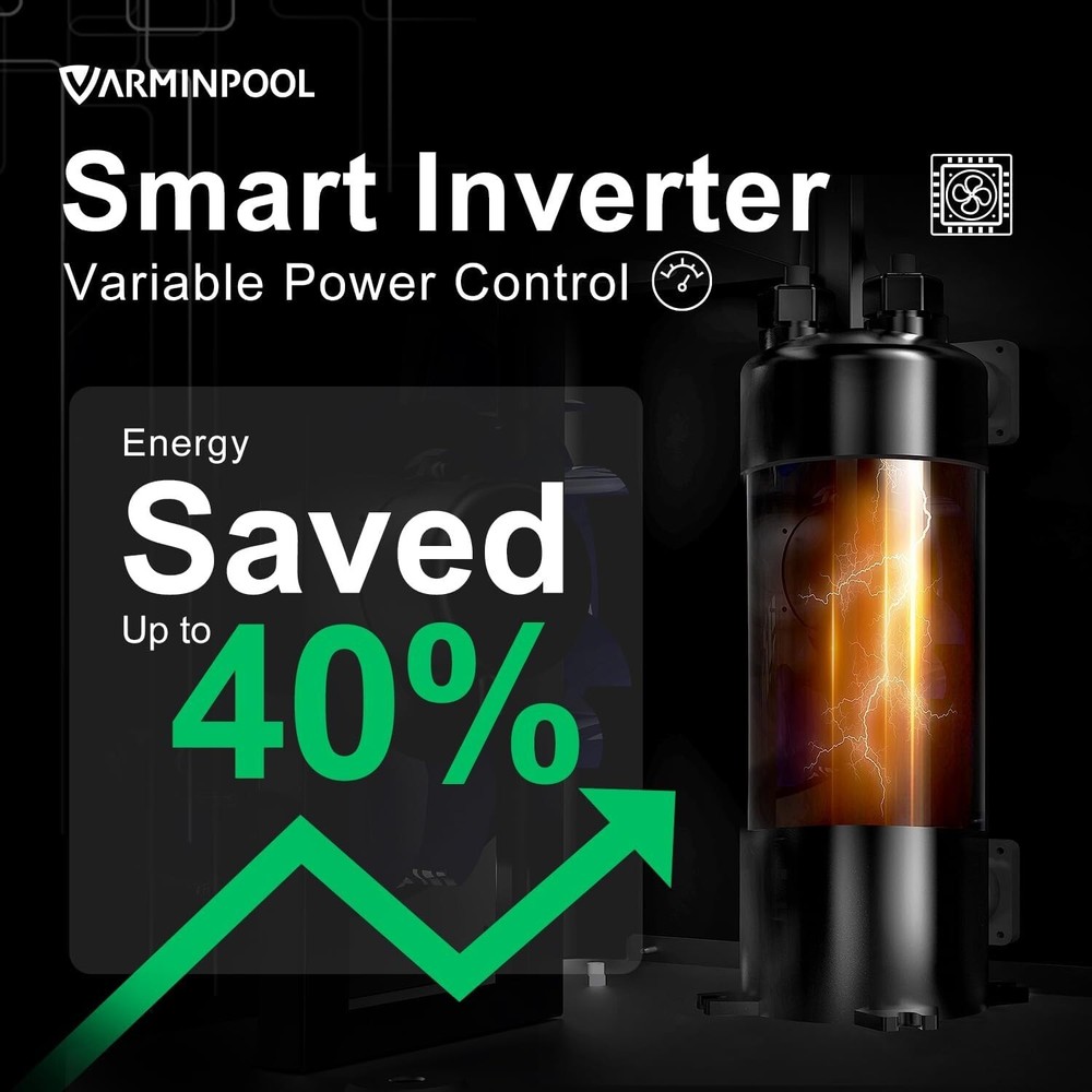 30000 BTU Pool Heater & Cooler Inverter Heat Pump In/Above Ground, 8K Gal