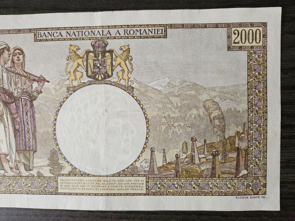 Romania 2000 lei 1941 large banknote