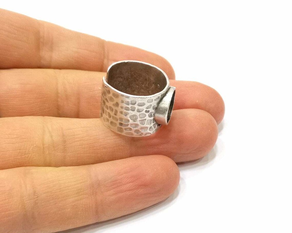Silver Ring Setting Resin Cabochon Base inlay Blank Adjustable Base Bezel G16462