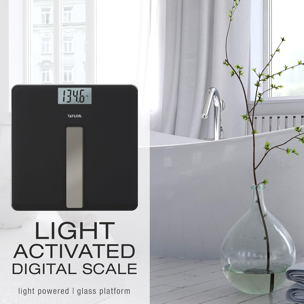 Light Powered Digital Bath Scale, Large and Durable Platform, Light Powered Pane