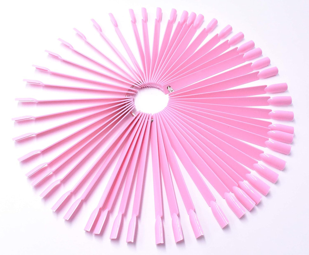 2 Sets 100 Tips Fan Shape Plastic Nail Art Tips Display Polish Board Display Pra