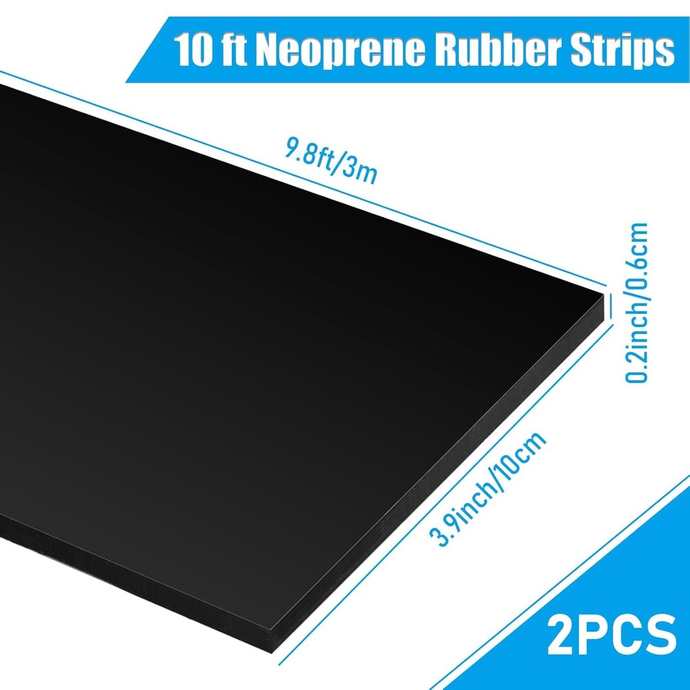 2 Rolls Rubber Sheet, 1/4" Thick X 4" Wide X 10' Long Solid Rubber Strips Roll..