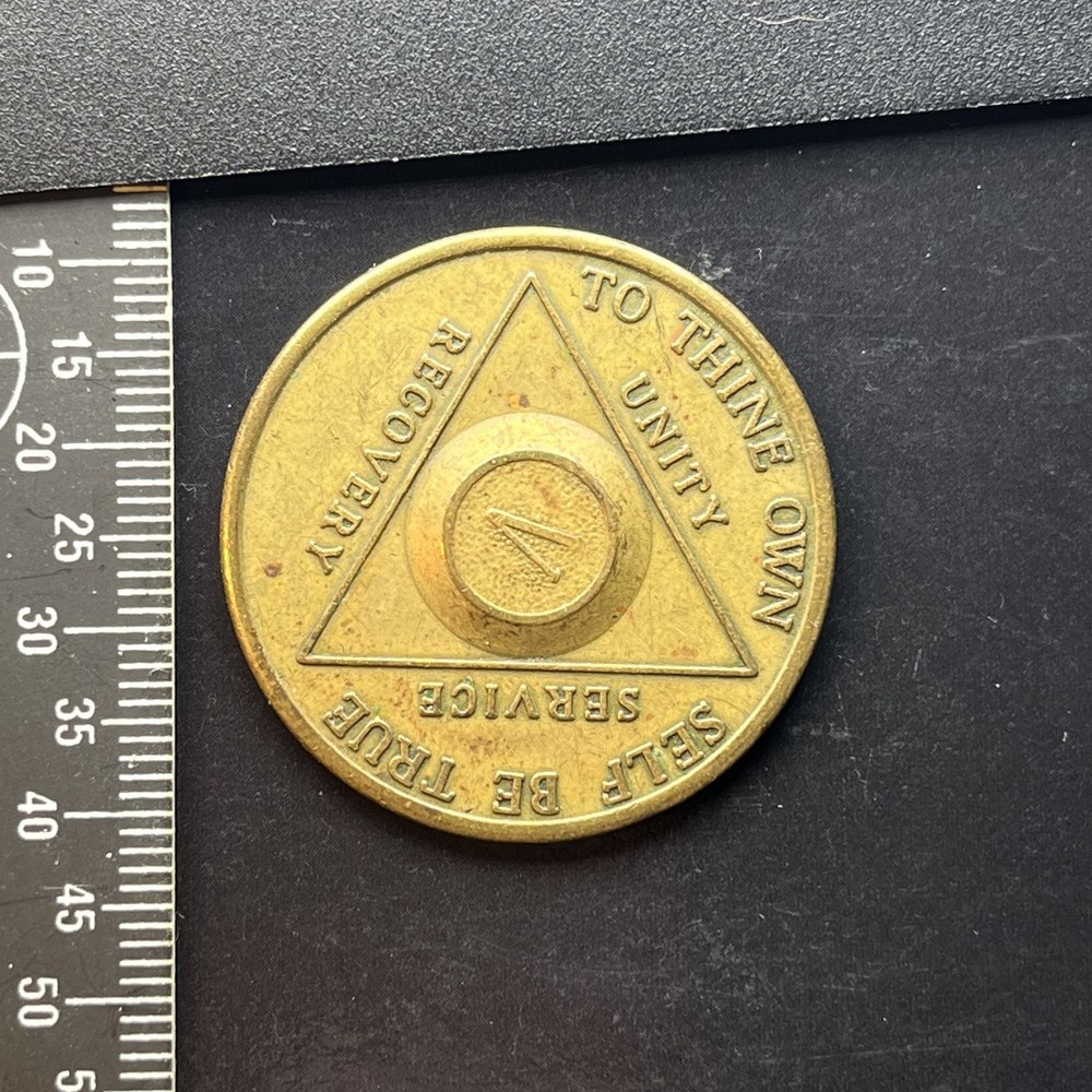 Alcoholics Anonymous AA Recovery Coin Token Triangle Unity Service Bronze Medal