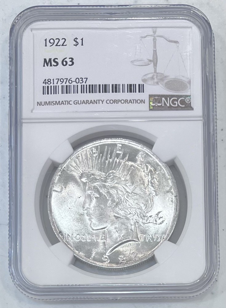 1922 PEACE SILVER DOLLAR MS63 NGC NICE LUSTER
