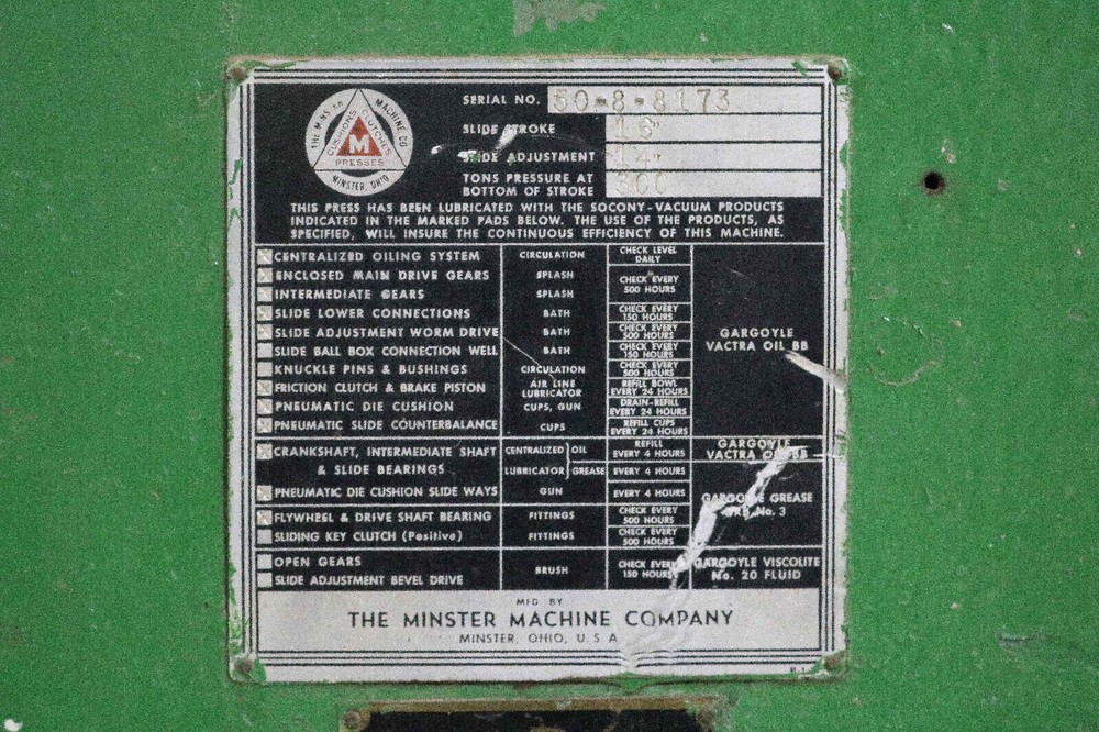 300 Ton Minster Punch Press