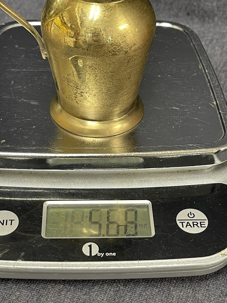 Small Brass Creamer With Handle 4” Tall Heavy