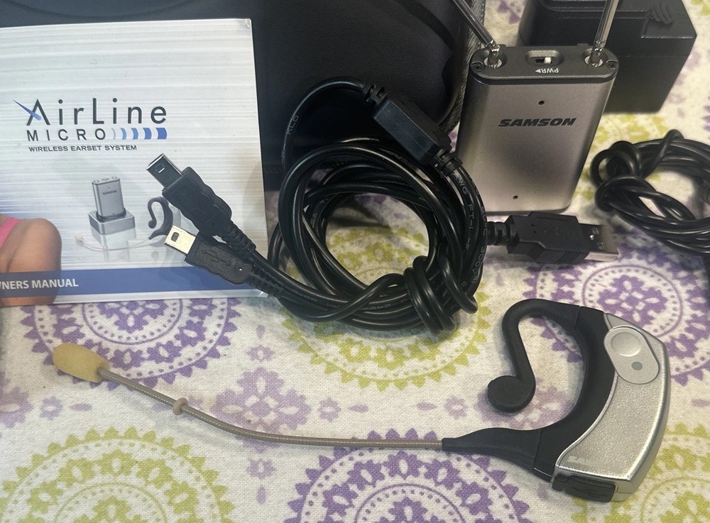 Samson AirLine Micro Wireless Earset Microphone wTransmitter+Receiver AH2/AR2