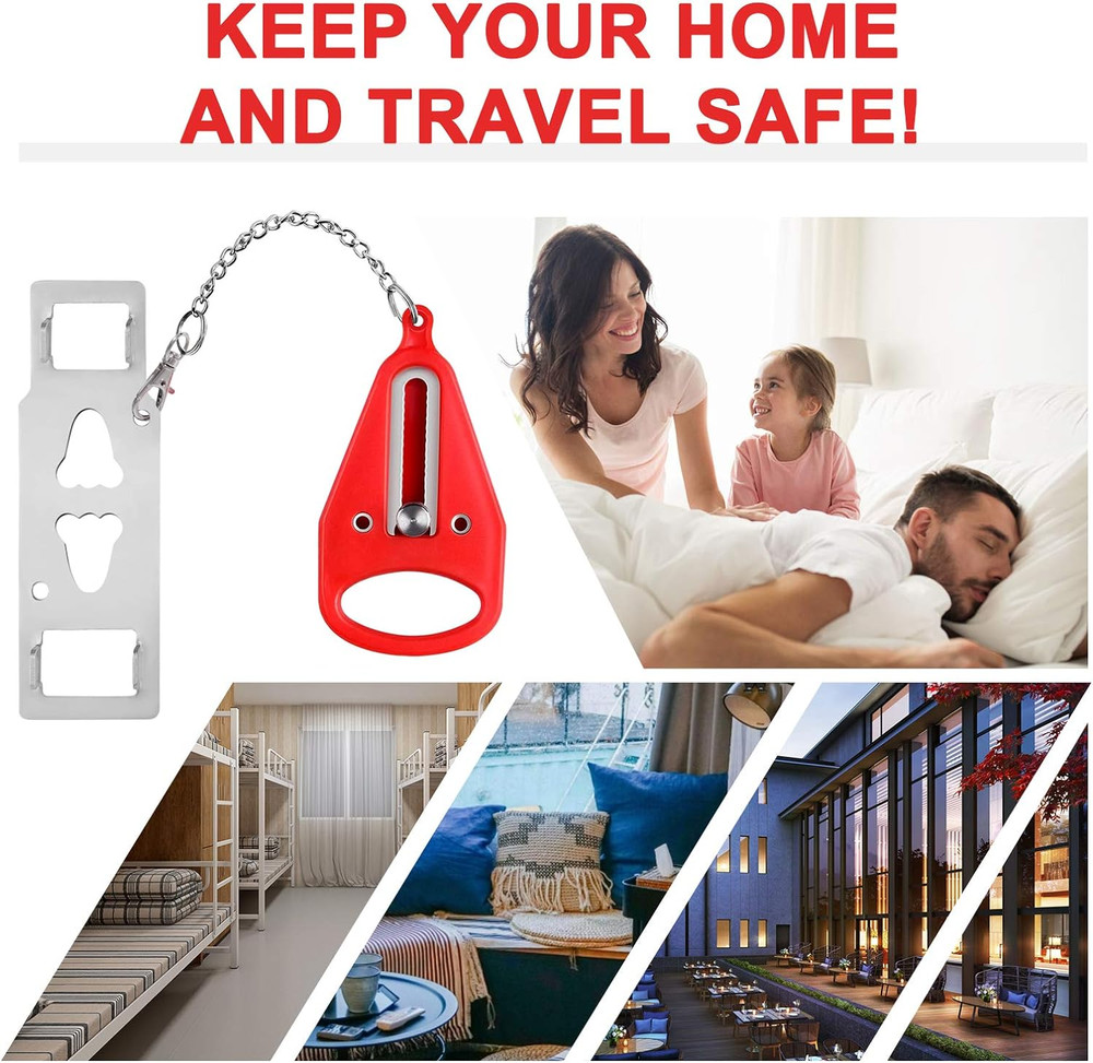 Portable Door Lock-2 Pack Solid Heavy Duty Extra Lock for Additional Privacy and