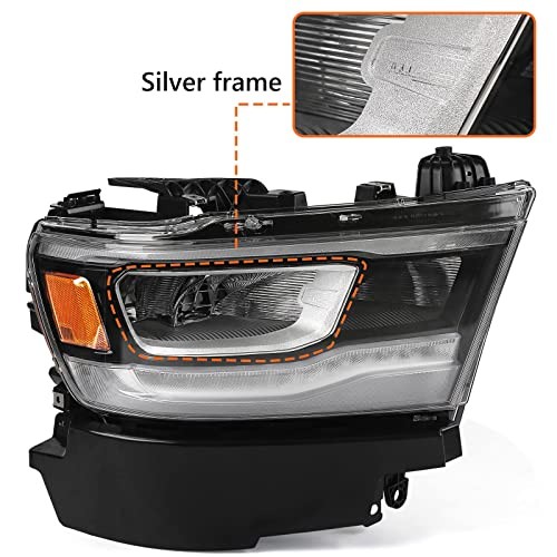 LED Headlight Assembly Compatible with Dodge Ram 1500 2019 Sliver Passenger