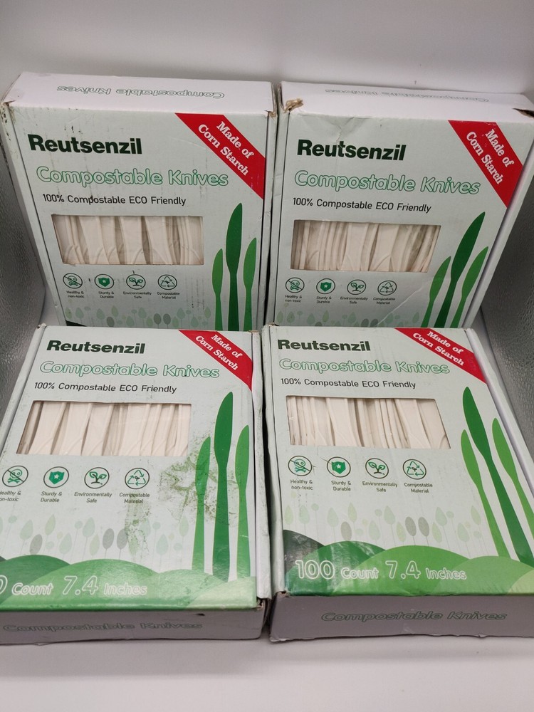 Biodegradable Cornstarch Cutlery  7.4" Table Knives Compostable 400 pcs