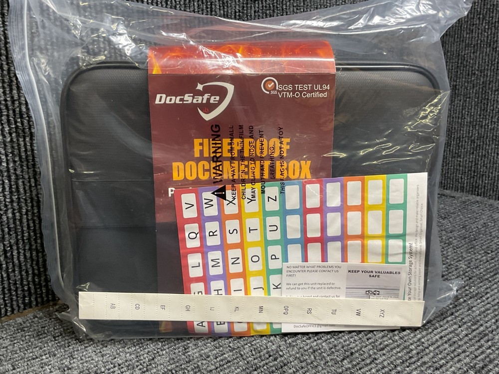 DocSafe fire & water proof document organizer / lock box (BLACK)