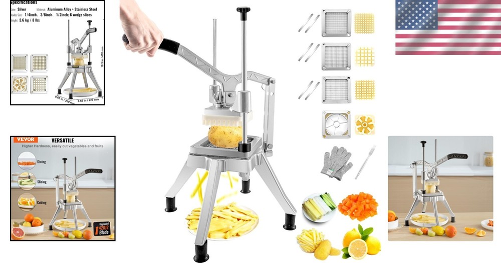 Compact Vegetable Chopper with Ergonomic Handle – 4 Blades for Versatile Use