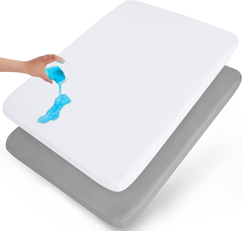 Waterproof Pack N Play Fitted Sheets Mini Crib Mattress Cover Protector 2 Pack