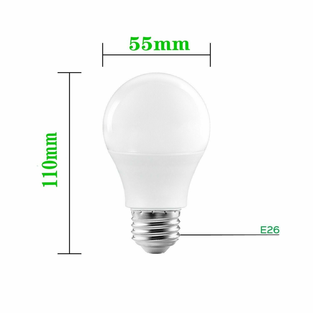 16PCS LED Light Bulbs 15W/100W Daylight A19 6000K Dimmable E26 Replacement Lamp