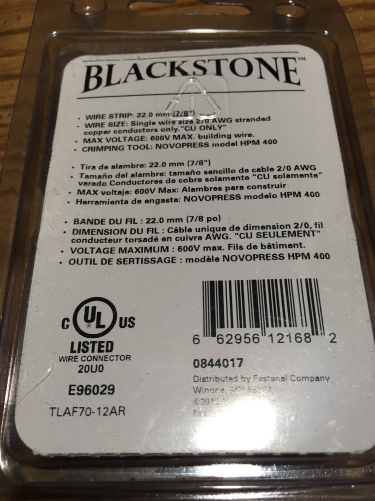 (2) Blackstone® 2/0# Welding Cable Lug With 1/2" Stud Hole