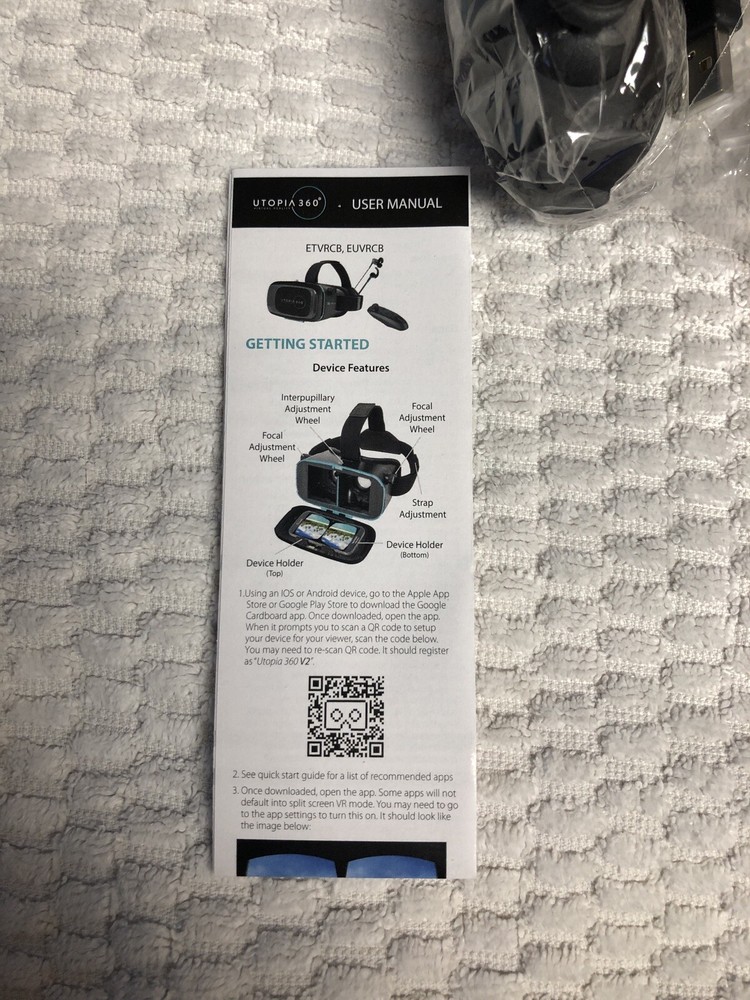 ReTrak Utopia 360° Virtual Reality VR Headset with Bluetooth Controller New
